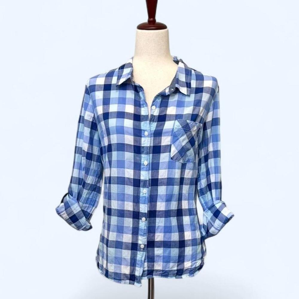 Blue and White Plaid Tommy Hilfiger Button Up